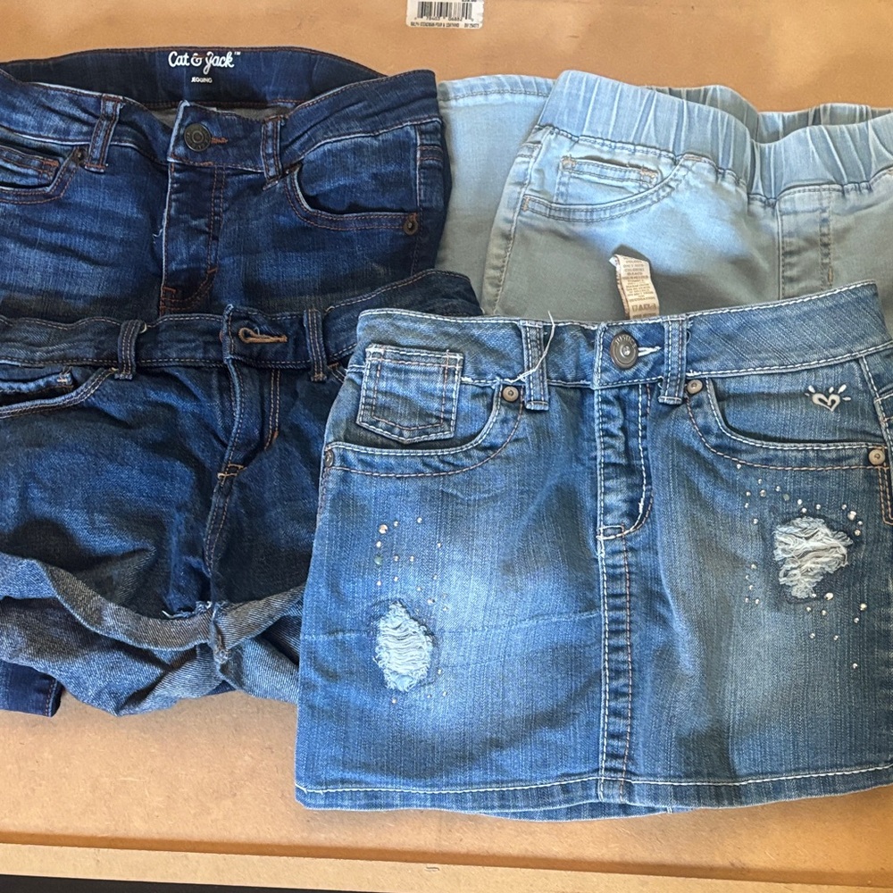Cat & Jack Blue Denim Skirt and Shorts Lot 4 pc